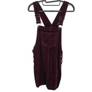 Forever 21 Burgundy Corduroy Overall Dungaree Mini Dress Small Retro Casual Y2K